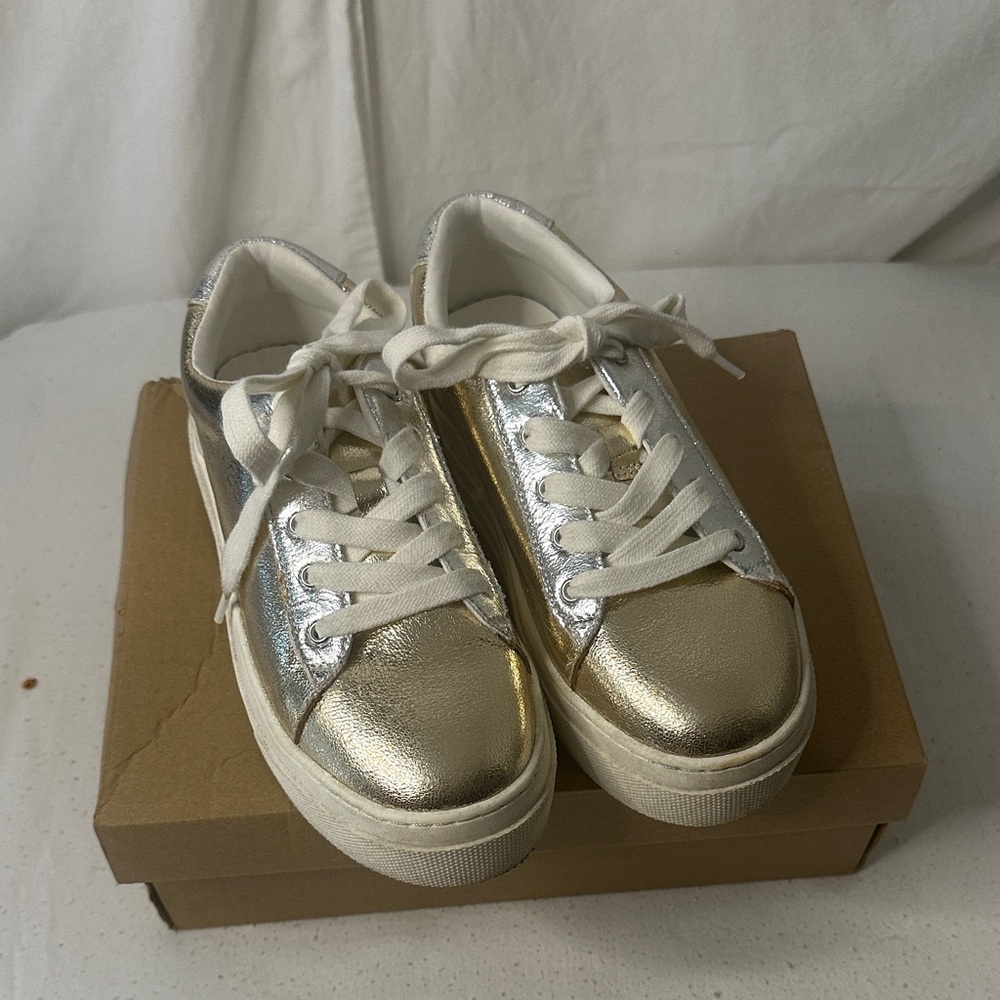 Steve Madden Kids Shiny Gold and Silver Sneakers